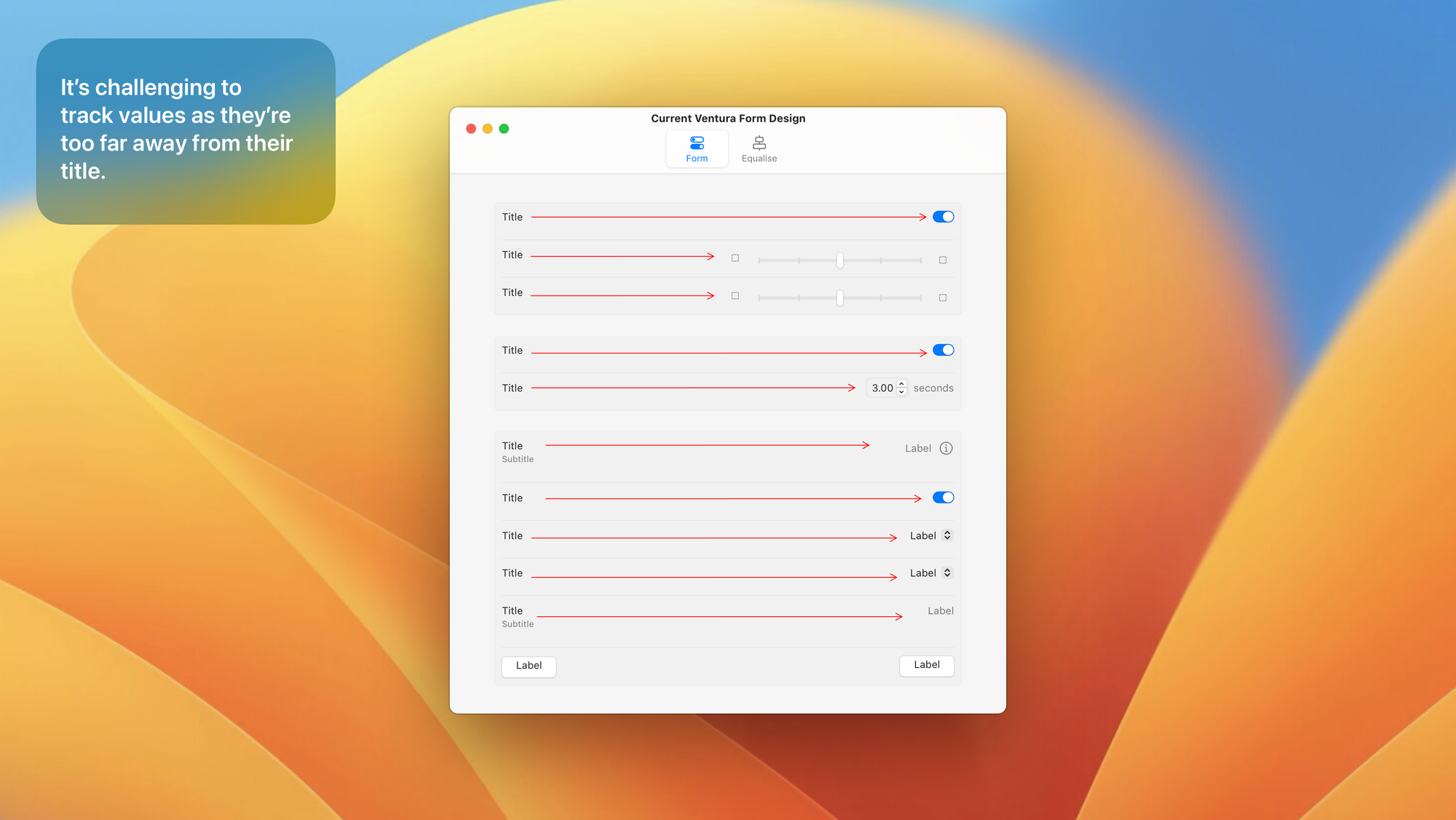Redesigning the macOS Ventura Form Layout