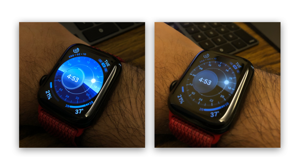 Solar Watch face in active and dimmed out mode